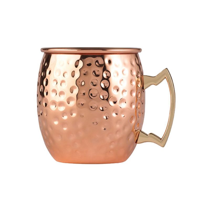 Photo 1 of 2 Moscow Mule Mugs 12 oz Copper Cups Bulk Stainless Steel Moscow Mule Cup Tarnish Resistant Hammered Finish Cup Chilled Mule Coffee Mug for Cocktail Wedding Gift Drinkware (Rose Gold)