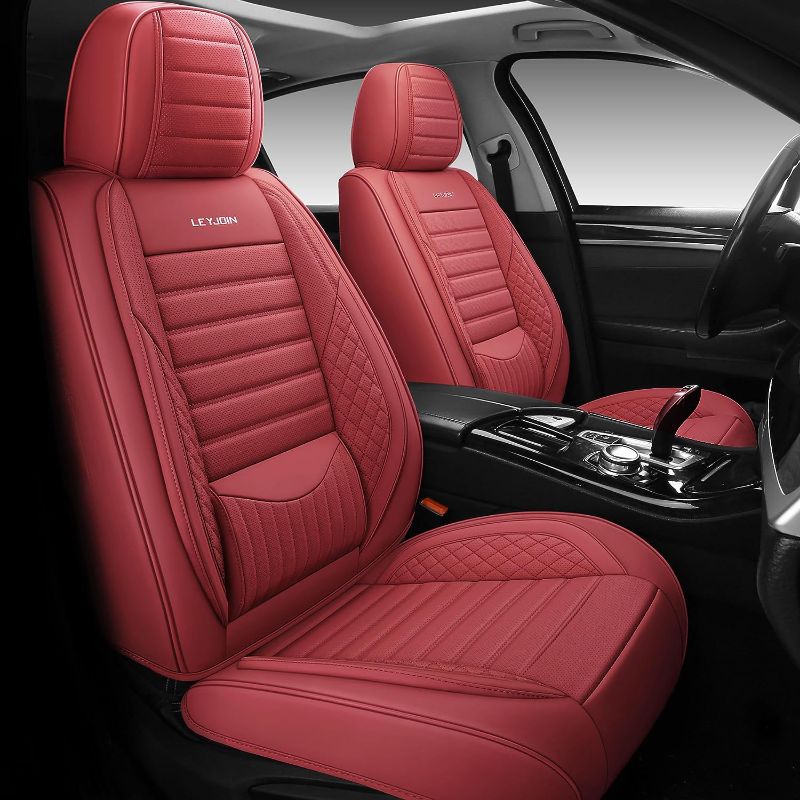 Photo 1 of JielinKar Car Seat Covers Full Set Leather Waterproof Cover for Cars SUV Pick-up Truck Universal (Red Wine)