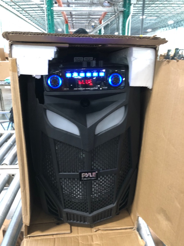 Photo 5 of Pyle Portable Bluetooth PA Speaker System-800W 12” Indoor/Outdoor Bluetooth Speaker Portable PA System-Party Lights & Universal Speaker Stand Mount Holder Heavy Duty Tripod 800 watts Speaker + Speaker Stand Mount Holder