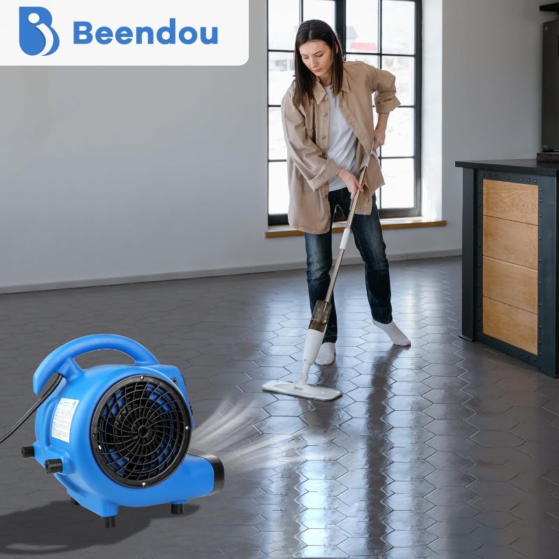 Photo 1 of Air Mover Blower Fan, 1/4 HP 1000 CFM Floor Drying Fan, Carpet Dryer with 3 Drying Positions & 3 Speeds, Low Noise, Portable, ETL/CETL Certified for Fast Drying and Air Circulation