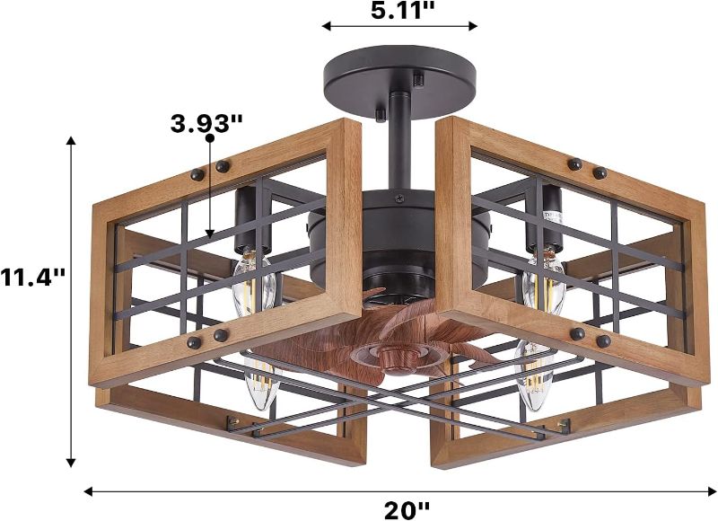 Photo 1 of 
PUNSOKO Ceiling Fans with Lights, Wood Flush Mount Ceiling Fan Lights and Remote, Farmhouse Low Profile Ceiling Fan with Light for Living Room, Bedroom, Kitchen (Rustic Wood)