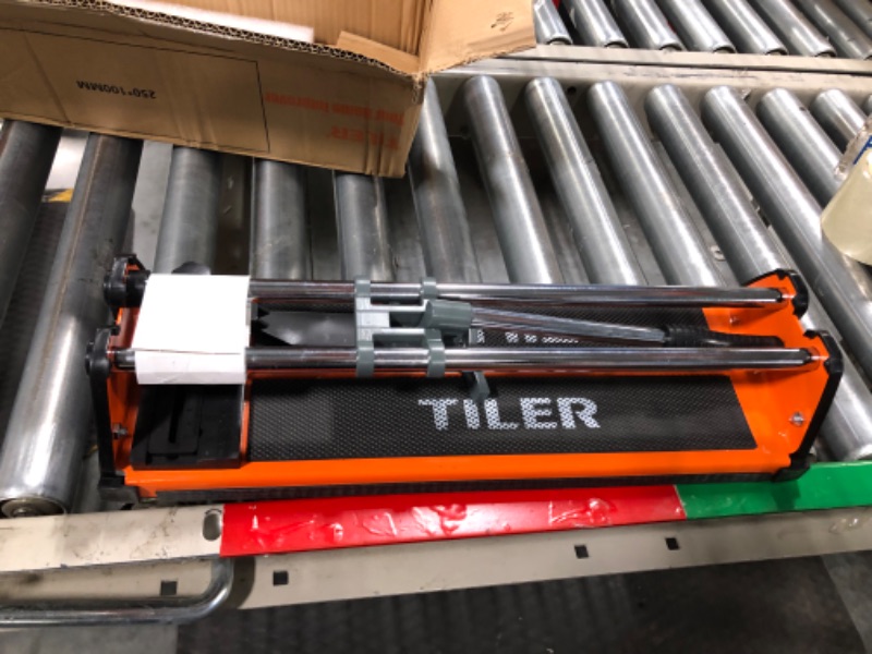 Photo 3 of TILER 17 Inch Manual Tile Cutter, Professional Porcelain Ceramic Tile Cutter with Chrome Plated Solid Rails, Tungsten Carbide Cutting Wheel, Adjustable Fence Gauge, Anti-Skid Feet 8103E-2 Orange-17 Inch