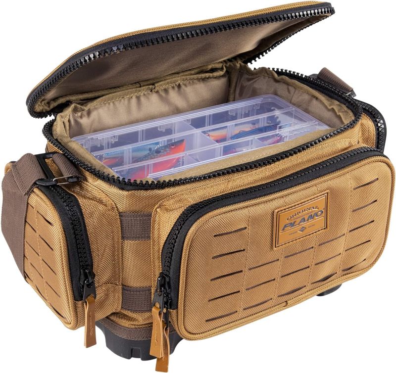 Photo 4 of 
Plano Guide Series 3500 Tackle Bag, Beige, Includes 5 3500 Stowaway Organization Boxes, Premium Soft Fishing Tackle Storage, Waterproof & Non-Skid Base