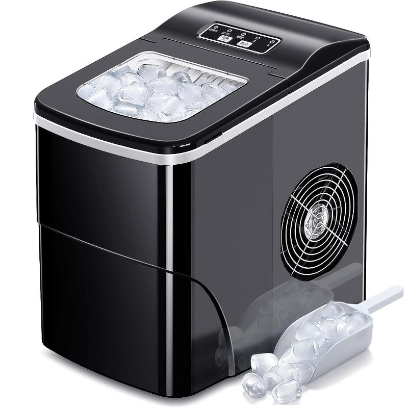 Photo 1 of AGLUCKY Countertop Ice Maker Machine, Portable, Countertop, Make 26 lbs ice in 24 hrs,Ice Cube Ready in 6-8 Mins with Ice Scoop and Basket