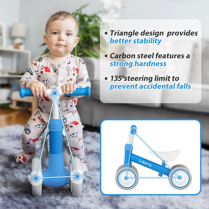 Photo 1 of 
Liberry Baby Balance Bike for 1 Year Old Boys, 4 Wheels Toddler Balance Bike with Adjustable Seat, 12-24 Months Infant's First Birthday Gift (Blue)