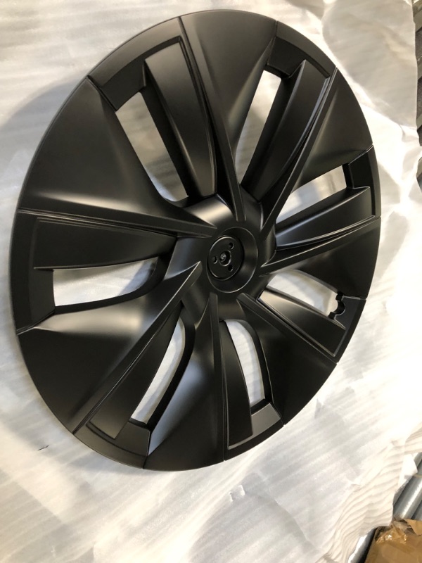 Photo 1 of Donpida Hubcaps Wheel Covers Compatible with Tesla Model Y Hub Cap Replacement for Tesla Wheel Caps 19 Inch Protector Cover Kit 4PCS Matte Black