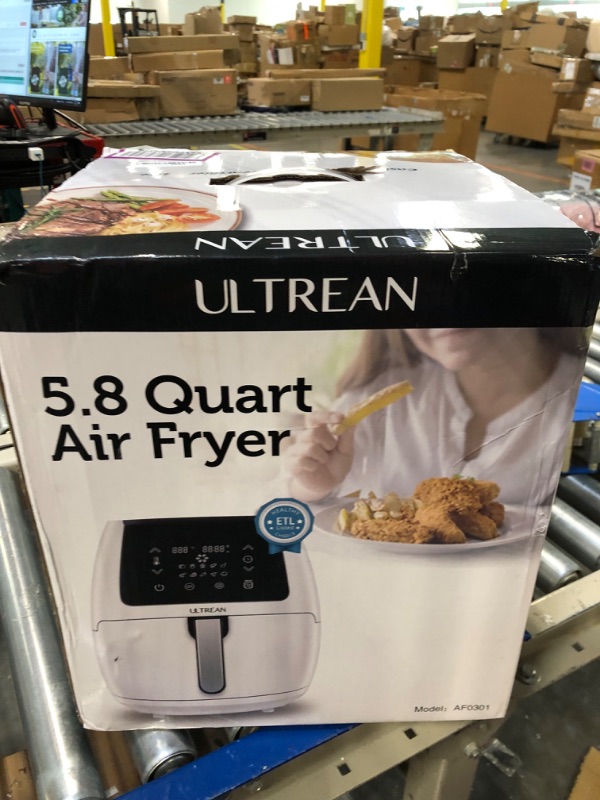 Photo 2 of Ultrean 5.8 Quart Air Fryer, Electric Hot Air Fryers Oilless Cooker with 10 Presets, Digital LCD Touch Screen, Nonstick Basket, 1700W, UL Listed (White)