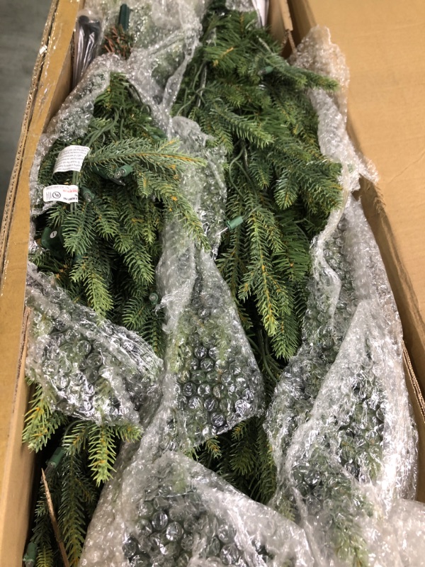 Photo 1 of 6.5 ft Pre-lit Slim Balsam Fir Tree, 2561 PE/PVC Tips, 350 UL Clear Incandescent Lights