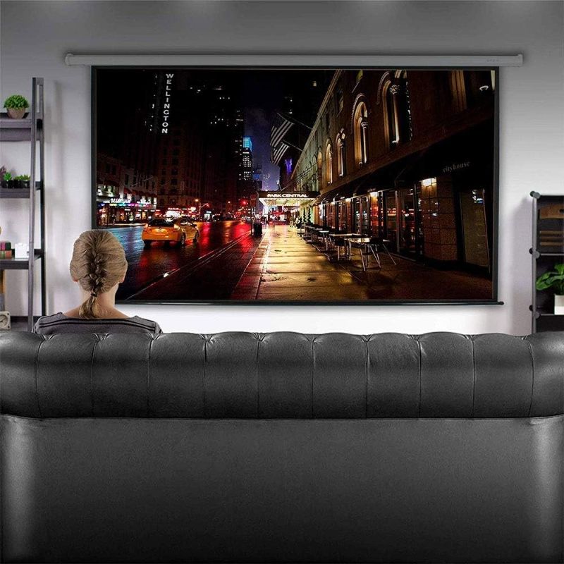 Photo 1 of APAINI Manual Pull Down Projector Screen 120 inch 4:3 Widescreen Retractable Auto-Locking Portable Projection Screen