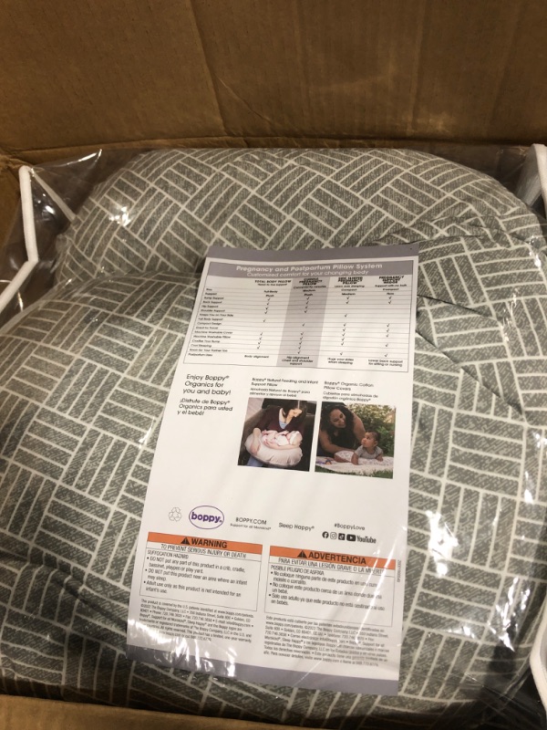 Photo 2 of Boppy Cuddle Pregnancy Pillow with Removable, Breathable Cover | Gray Basket Weave | Plush Contoured Support | Prenatal and Postnatal Positioning