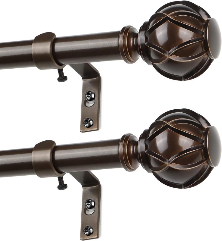 Photo 1 of 
HOTOZON 2 Pack Curtain Rods 28 to 48 Inches(2.3-4ft), 3/4 Inch Antique Bronze Window Rods for window 16 to 44 Inches(1.3-3.7ft), Single Drapery Rod with Finials
Color:Antique Bronze
