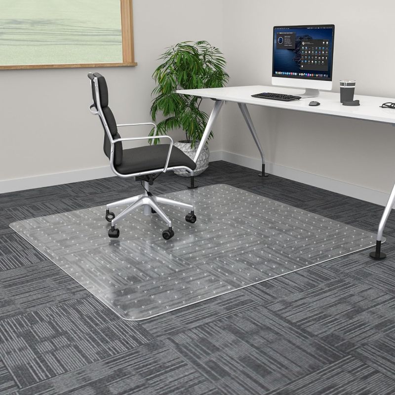 Photo 1 of 100pointONE Extra Large Office Chair Mat for Carpet, 48" x 48" Clear Desk Chair Mat for Low Pile Carpeted Floors- Easy Glide Plastic Floor Mat for Office Chair on Carpet