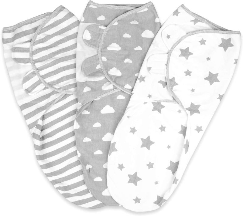 Photo 2 of Baby Swaddle Blanket 0-3 Months Boys Girls,100% Organic Cotton Swaddle Sack Wraps Set, Infant Newborn Adjustable Sleep Bag,3 Pack,Small
