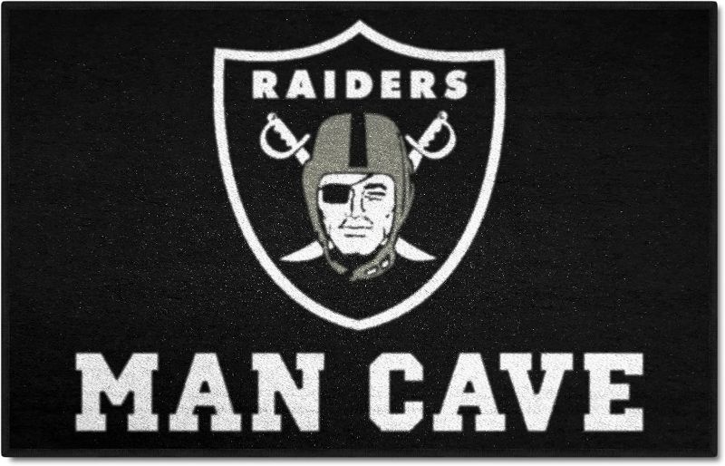 Photo 1 of 
FANMATS 14349 Las Vegas Raiders Man Cave Starter Mat Accent Rug - 19in. x 30in. | Sports Fan Home Decor Rug and Tailgating Mat