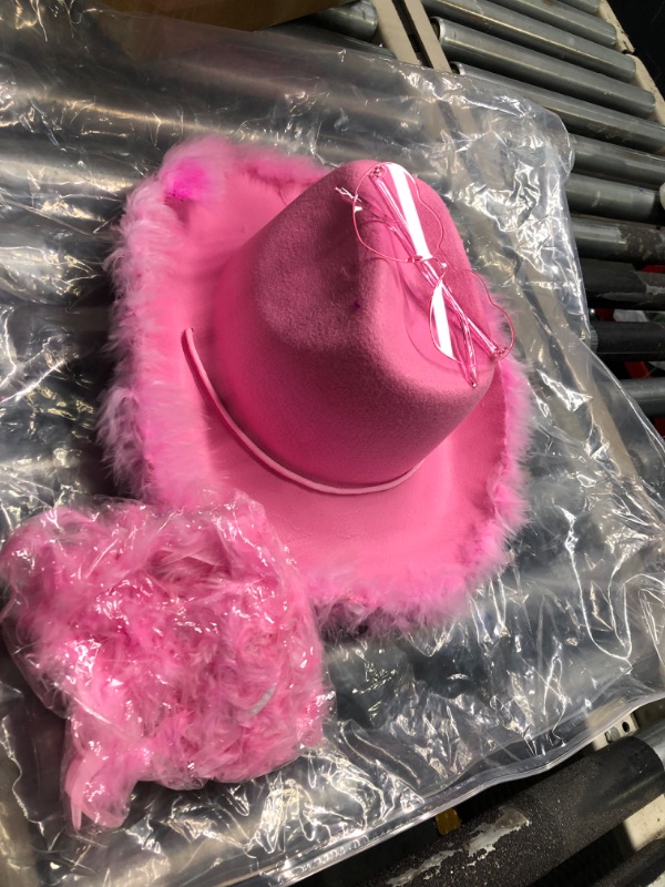 Photo 1 of 4E's Novelty Cowboy Hat with feathers With Heart Shaped Sunglasses for Women, Felt Cowgirl Hat for Party Costume Dress Up
