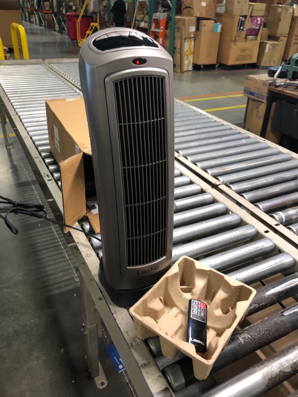 Photo 1 of Lasko 1500W Digital Ceramic Space Heater with Remote, 755320, Silver