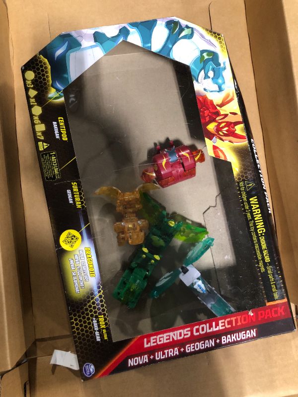 Photo 5 of Bakugan Legends Collection Pack, 4-Pack Featuring Centipod, Surturan Geogan, Dragonoid Nova, Trox Ultra, and 6 BakuCores, Kids Toys for Ages 6 and Up (New) Legends Collection Pack