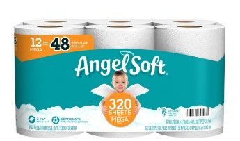 Photo 1 of **2- 12 Packs!** Angel Soft® Toilet Paper, 24 Mega Rolls = 96 Regular Rolls, 2-Ply Bath Tissue