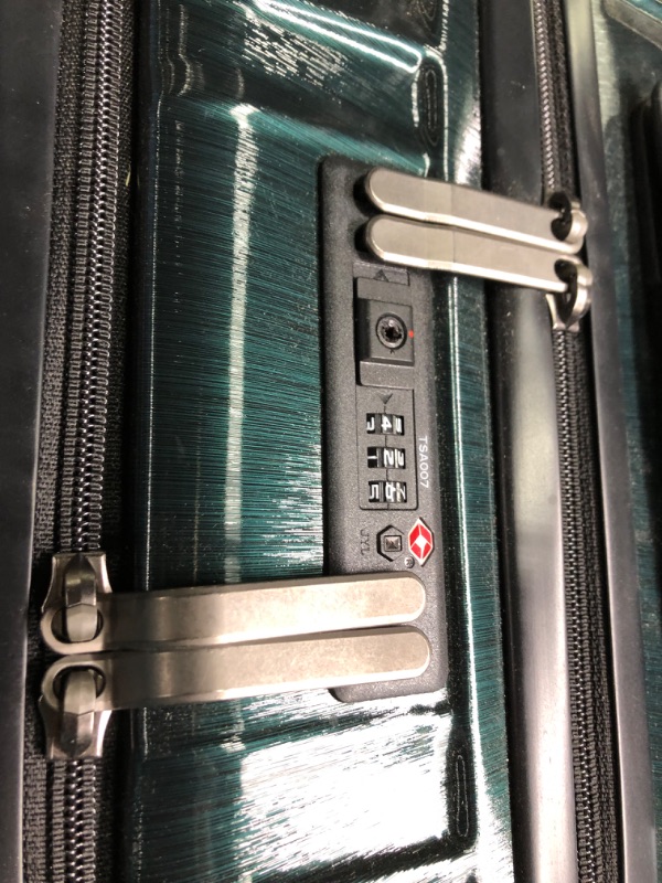 Photo 4 of **LOCKED, PIN NOT FACTORY** TydeCkare Carry On 55x35x23cm Cabin Luggage 20 Inch with Front Compartment, Lightweight ABS+PC Hardshell Suitcase with Dual Control TSA Lock, YKK Zipper, 4 Spinner Silent Wheels, Dark Green Dark Green 20 Inch with Dual Control 