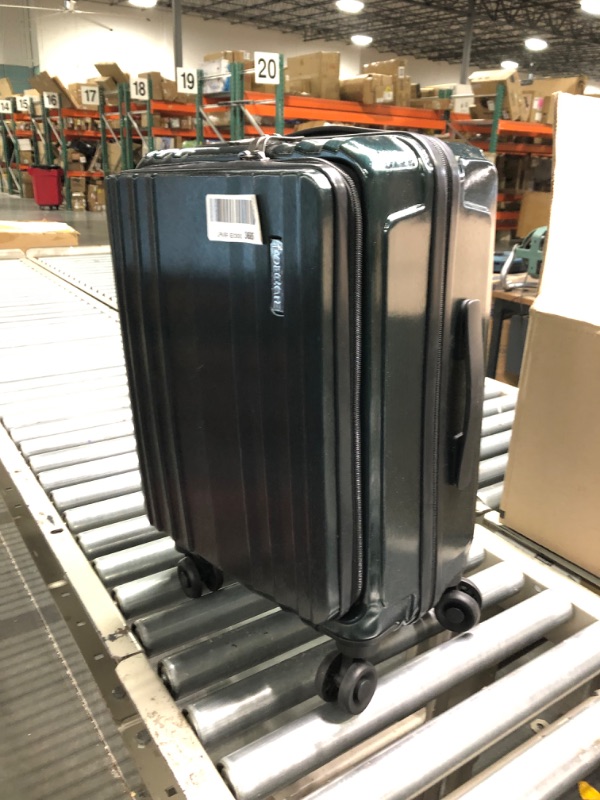 Photo 2 of **LOCKED, PIN NOT FACTORY** TydeCkare Carry On 55x35x23cm Cabin Luggage 20 Inch with Front Compartment, Lightweight ABS+PC Hardshell Suitcase with Dual Control TSA Lock, YKK Zipper, 4 Spinner Silent Wheels, Dark Green Dark Green 20 Inch with Dual Control 
