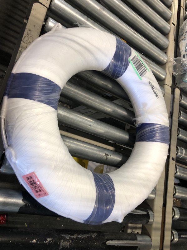 Photo 1 of 20 inch/50cm Small Diameter Swim Foam Ring Buoy Swimming Pool Safety Life Preserver with Perimeter Rope Blue 20INCH