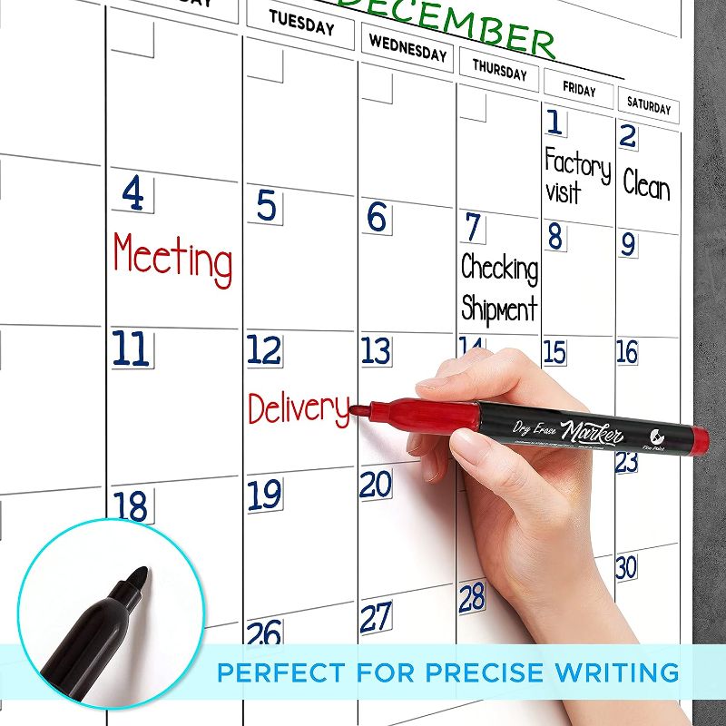 Photo 1 of Extra Large 100"x36" White Board Calendar Dry Erase Calendar for Wall 12 Month Planner Big Dry Erase Wall Calendar 2023 Monthly Large Wall Calendar Includes 6 Markers Eraser Push Pins & Mounting Tape