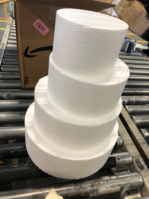 Photo 3 of 4 Piece Round Foam Cake Dummies for 16" Tall Fake Wedding Cake in 4 Sizes (6, 8, 10, and 12 Inches)