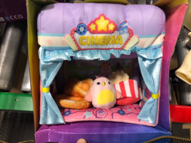 Photo 4 of Squishville Mini-Squishmallows Cinema Playset - Includes One 2-Inch Plush, Pretzel Chair, Popcorn Bucket - Irresistibly Soft, Colorful Plush