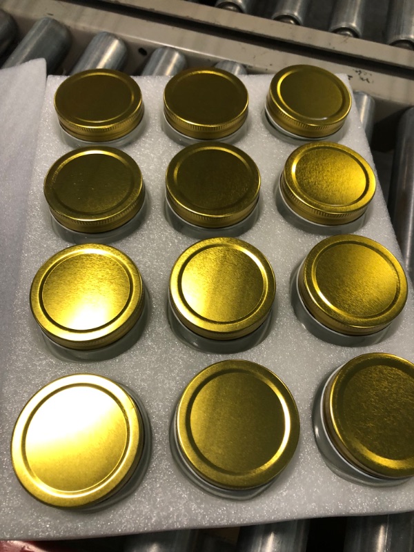 Photo 1 of 48 pack Clear Glass Jars with Metal Golden Lids, Mason Jars For Kitchen Storage, Small Round Canning Jars Jelly Jars Spice Jars for Herbs,Honey,Jam,Jelly,Wedding Party Favors