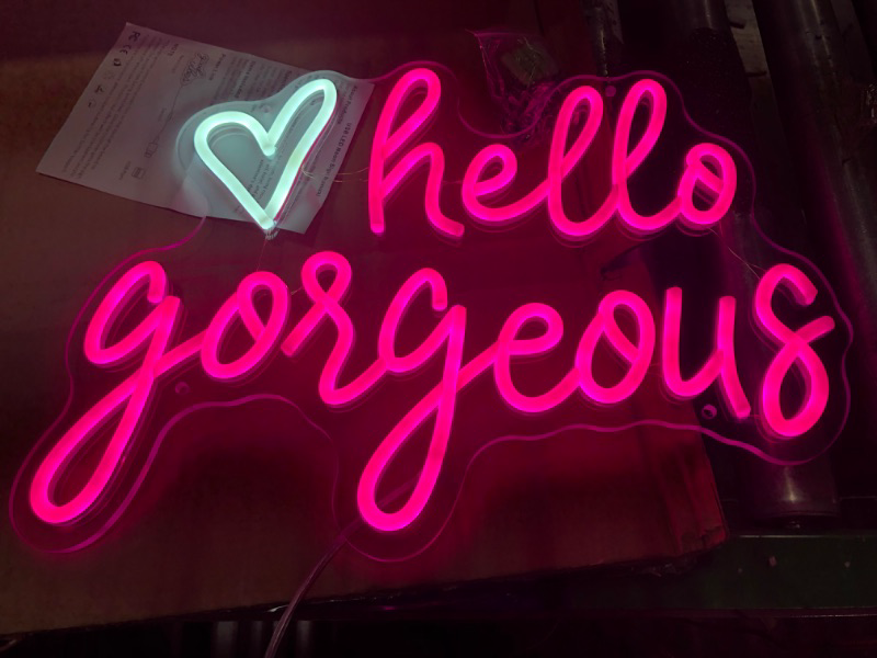 Photo 1 of  Hello Gorgeous Neon Sign Hello Beautiful Pink LED Neon Lights for Home Wedding Birthday Backdrop Bacelorette Party