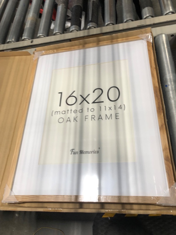 Photo 3 of 16x20 Picture Frame, 16 x 20 Frame Solid Oak Wood, Display Picture 11x14 with Mat or 16x20 Without Mat, 16"x20" Poster Frame Kiads Art Frame, Natural Oak Color, 1 Pack Beige Oak 16x20 - 1P