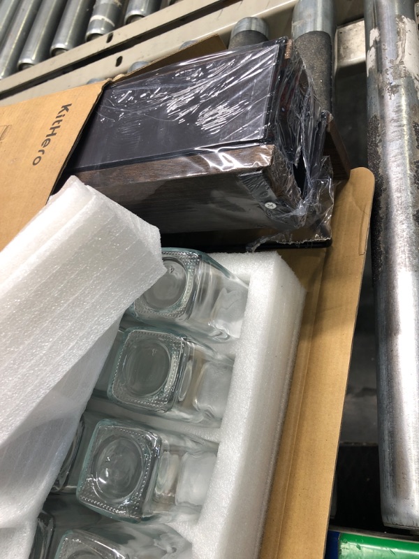 Photo 1 of KitHero Magnetic Spice Rack with 24 Jars, 216 Labels, 1 Steel Funnel for Refrigerator?Microwave Oven - Full Set of Spice Organizer 4 metal&wood racks With 24 Jars