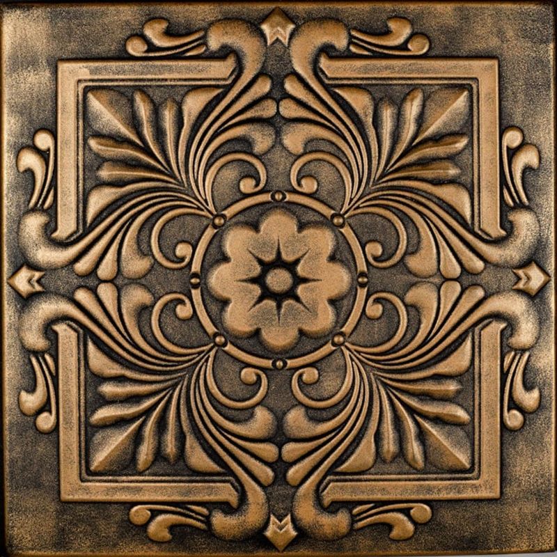 Photo 1 of A La Maison Ceilings R14 Victorian Pre-Painted Foam Glue-up Ceiling Tile (129.6 sq. ft./Case), Pack of 48, Antique Gold