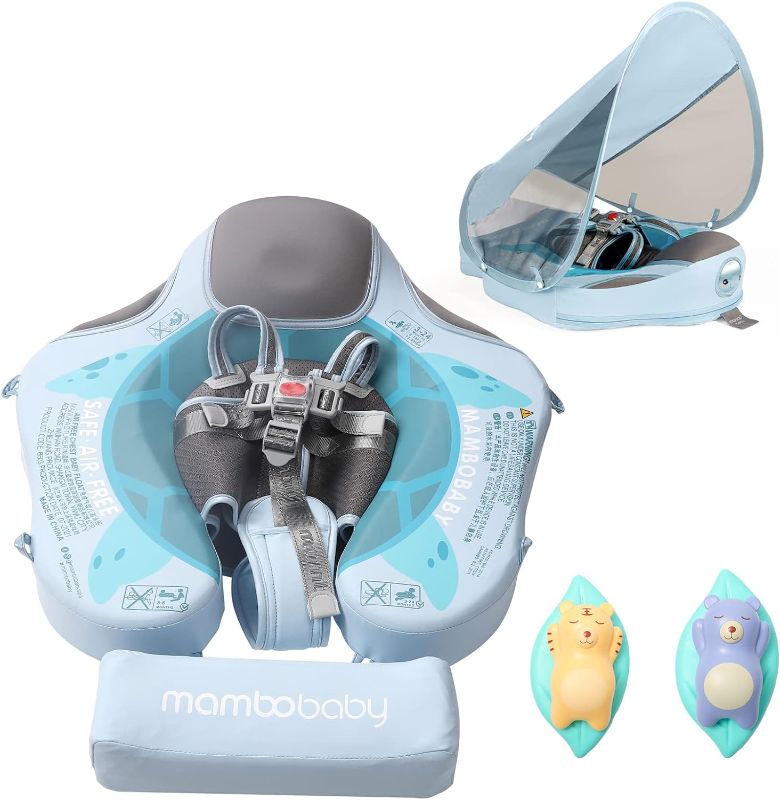 Photo 1 of Baby Swimming Float - Mambobaby Float Non Inflatable Baby Pool Float with Sun Protection Canopy & Tail No Flip Swim Trainer Over Baby Floats