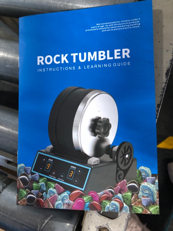Photo 3 of 3.1LB Professional Advanced Rock Tumbler Kit, Include Rough Gemstones, 4 Polishing Grits, with 3 Speed Settings and Digital 9-Day Timer
