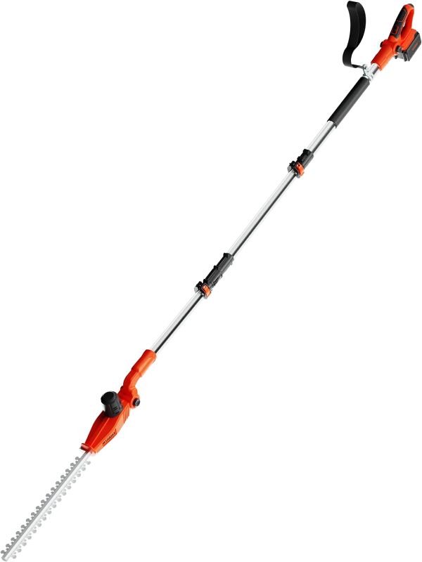 Photo 1 of 
Ukoke 40V Cordless Pole Hedge Trimmer - 18-Inch Dual-Action Blades, Adjustable Head Angle, 3-Position Pivot Head, 0.8-Inch Cutting Capacity (