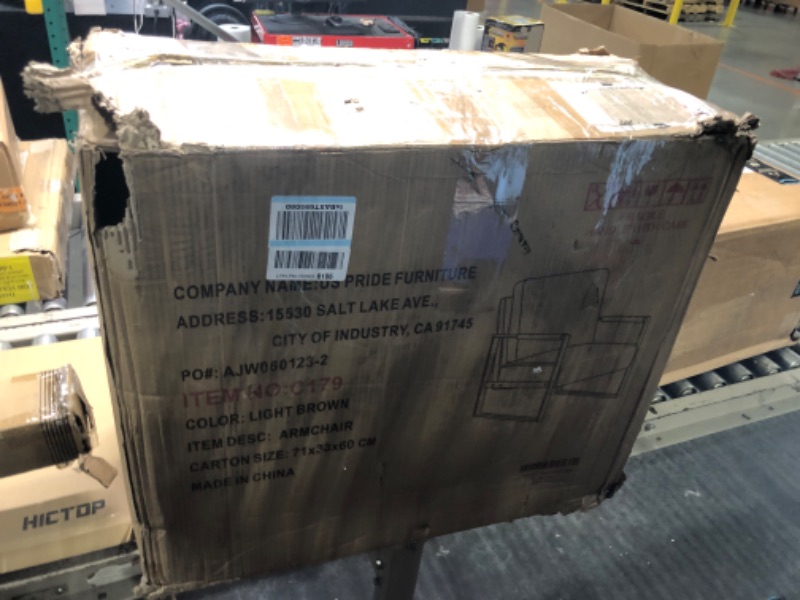 Photo 3 of Container Furniture Direct Classic Mid Century Modern Accent Chair with Durable Square Metal Frame, Armchair for Living Room, Bedroom, Home Office in Spotted Microfiber Upholstery, Light Brown