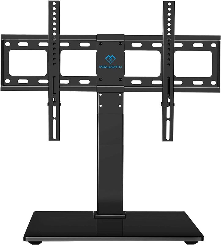 Photo 1 of PERLESMITH Universal Swivel TV Stand Base, Table Top TV Stand for 37 to 65, 70 inch LCD LED TVs, Height Adjustable TV Mount Stand with Tempered Glass Base, VESA 600x400mm, Holds up to 88lbs, PSTVS13