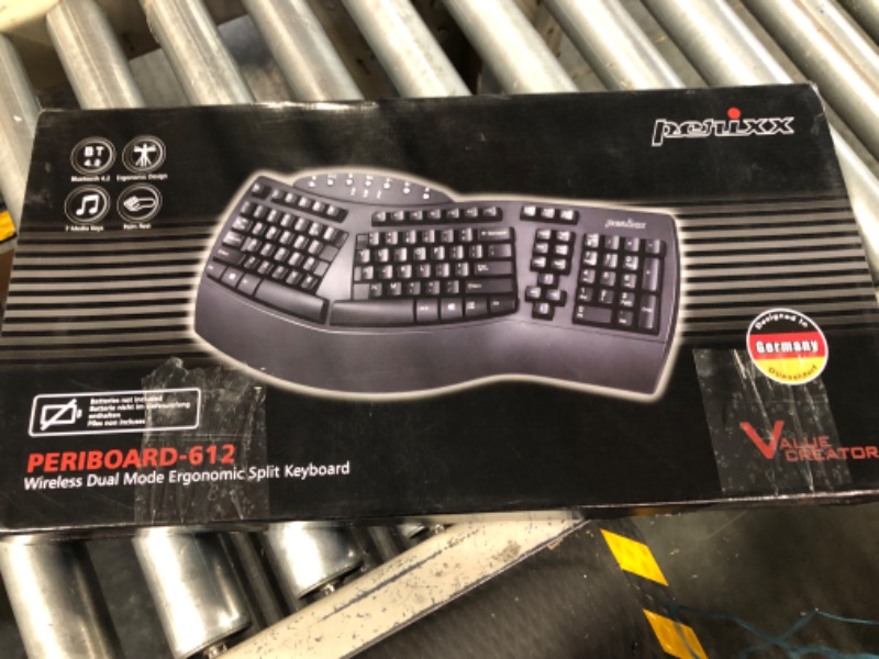 Photo 2 of Perixx Periboard-612 Wireless Ergonomic Split Keyboard with Dual Mode 2.4G and Bluetooth Feature, Compatible with Windows 10 and Mac OS X System, Black, US English Layout, (11354) Wireless Black Keyboard