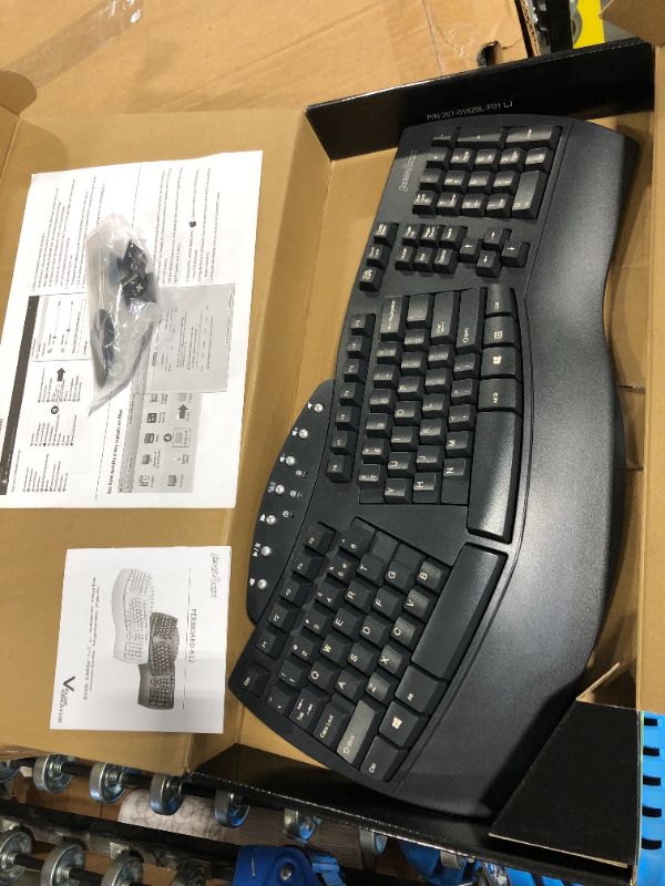 Photo 5 of Perixx Periboard-612 Wireless Ergonomic Split Keyboard with Dual Mode 2.4G and Bluetooth Feature, Compatible with Windows 10 and Mac OS X System, Black, US English Layout, (11354) Wireless Black Keyboard