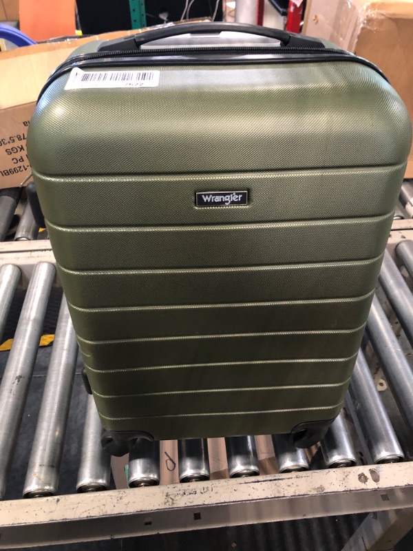 Photo 2 of Wrangler Smart Luggage Set with Cup Holder and USB Port, Olive Green, 20-Inch Carry-On 20-Inch Carry-On Olive Green
