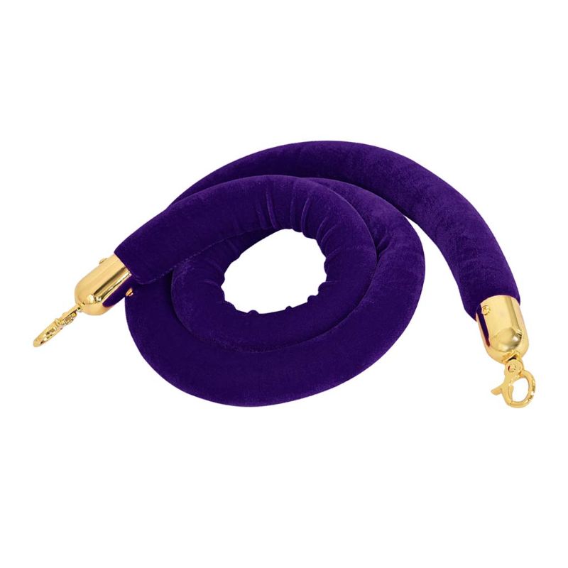 Photo 1 of Almencla 59/78.8.1 inches Rope Stanchion Queue Velvet Rope with Gold Color Hooks, Purple, 59.0 inch
