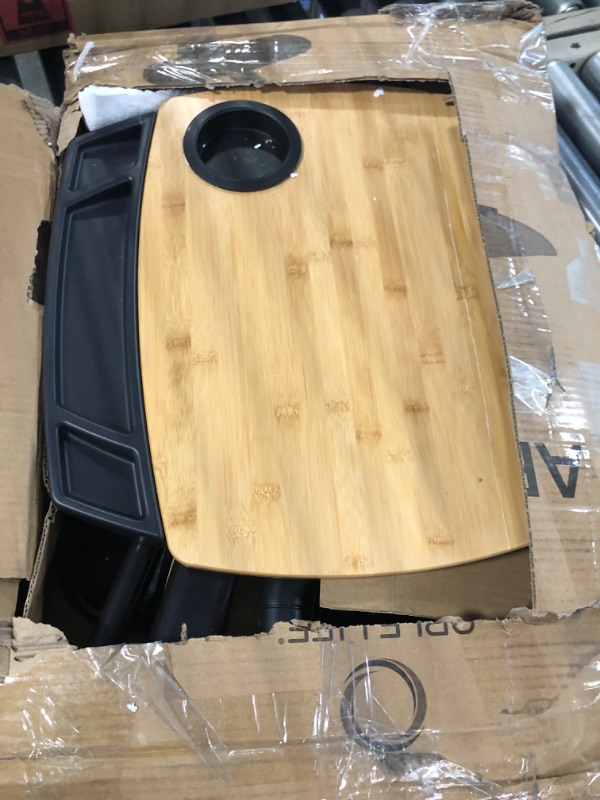 Photo 1 of Able Life Able Tray Table, Adjustable Bamboo Swivel TV and Laptop Table with Ergonomic Stand Assist Safety Handle, Independent Living Aid