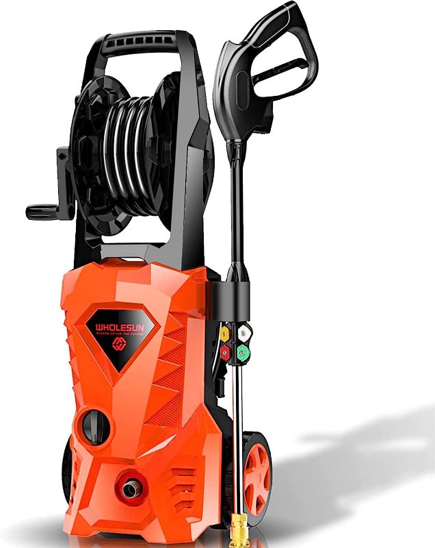 Photo 1 of WHOLESUN WS 3800 Electric Pressure Washer 2150PSI Max 2.65GPM Power Washer 1600W High-Pressure Cleaner Machine with 4 Nozzles Foam Cannon for Cars, Homes, Driveways, Patios (Orange)