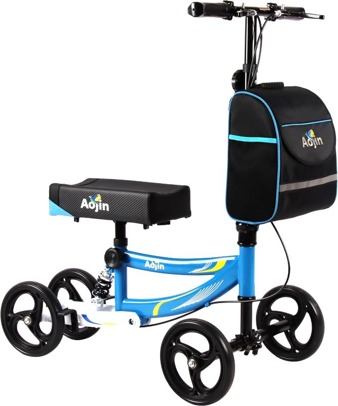 Photo 1 of Aojin Knee Scooter?Steerable Knee Walker Economical Knee Scooters for Foot Injuries Best Crutches Alternative Blue