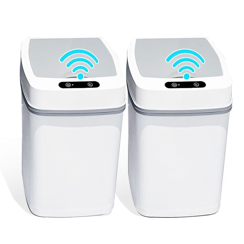 Photo 1 of BIGEBAN 3.5 Gallon Touchless Kitchen Trash Can, Small Motion Sensor Smart Trash Can with Lid, Automatic Garbage Bin for Kitchen, Office, Bedroom, Living Room, Bathroom, Toilet(2 Pack)