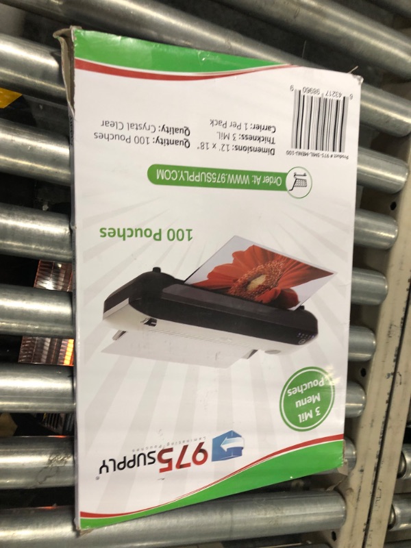 Photo 1 of 975 Supply 3 Mil Clear Menu Size Thermal Laminating Pouches, 12 X 18 inches, 100 Pouches