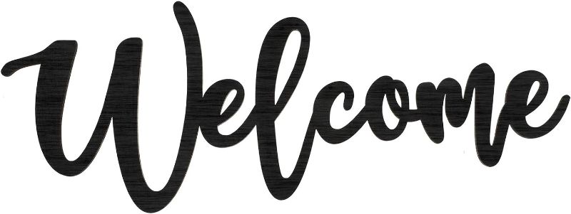 Photo 1 of 
Jetec Wood Cutout Welcome Sign Wooden Welcome Wall Decor Word Sign Wood Art Sign for Front Door Rustic Home Gallery Wall Decorations (Black)