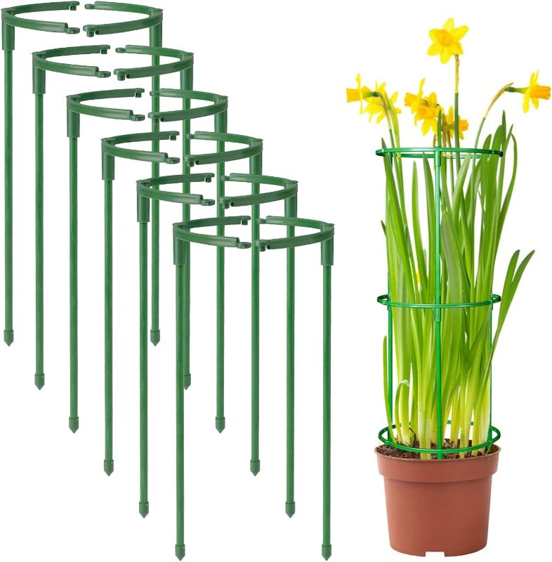 Photo 1 of 12Packs Plant Support Stakes Half Round Plant Stakes for Indoor Plants, Stackable 3 Tier Garden Flower Support, Plant Cages for Tomato,Monstera, Peony, Hydrangea, Climbing Plants