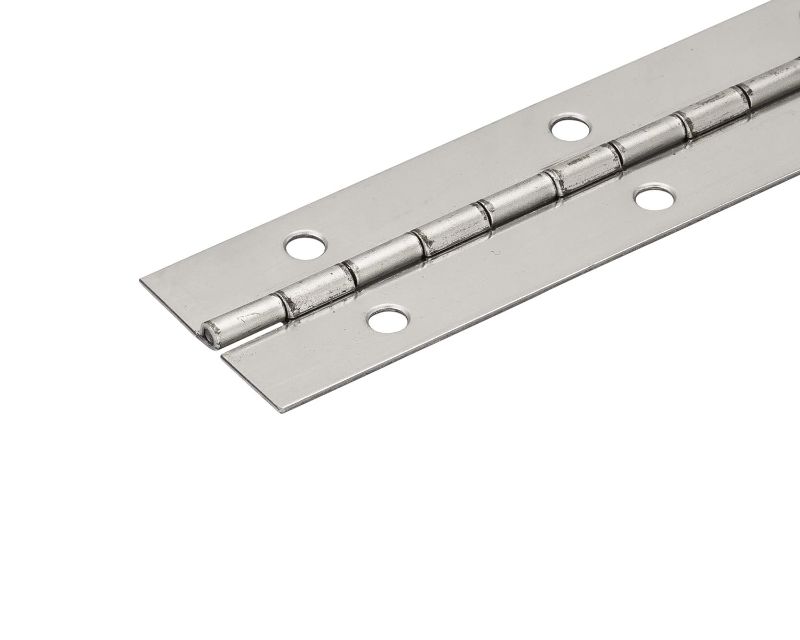 Photo 1 of 3', 6' or 7' Lengths Nickel or Brass Plated 2" Continuous Hinge/Piano Hinge (Nickel Plated, 3 FT)
